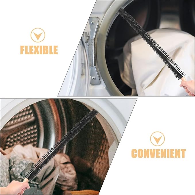 Housoutil Washing Machine Cleaning Brush and Dryer Vent Duct Cleaner Set, Long Handle Multi-Purpose Flexible Scrub Brush for Front Load Washer and Dryer Pipe Maintenance, 2 Pieces