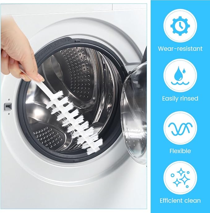 Olnverath 2PCS Washing Machine Cleaning Brush,Rolling Washing Machine Cleaner Front Loader Cleaning Tools with Storage Hook(23.23x5.51x1.38inch)