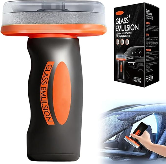 ehnoge Handheld Glass Oil Film Remover, 2026 New Car Oil Films Cleaner Removes Smudges, Roll-On Glass Compound with Cleaning Board for Clear Visibility Safe Driving (1PC)