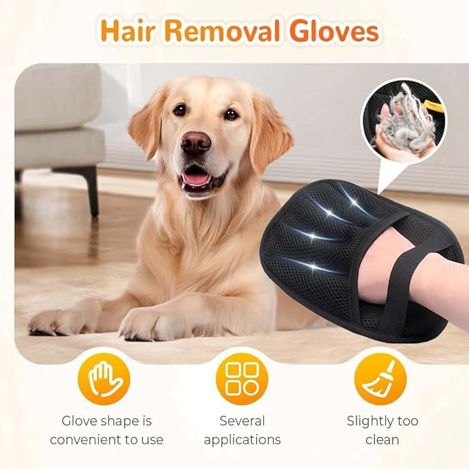 Orebog Pet Hair Removal Glove for Cats & Dogs,Electrostatic Gloves Pet Hair,Cat Grooming Gloves for Hair Removal,Reusable Pet Hair Remover Glove for Couch,Furniture,Carpet,Curtain,Clothe (3PCS)