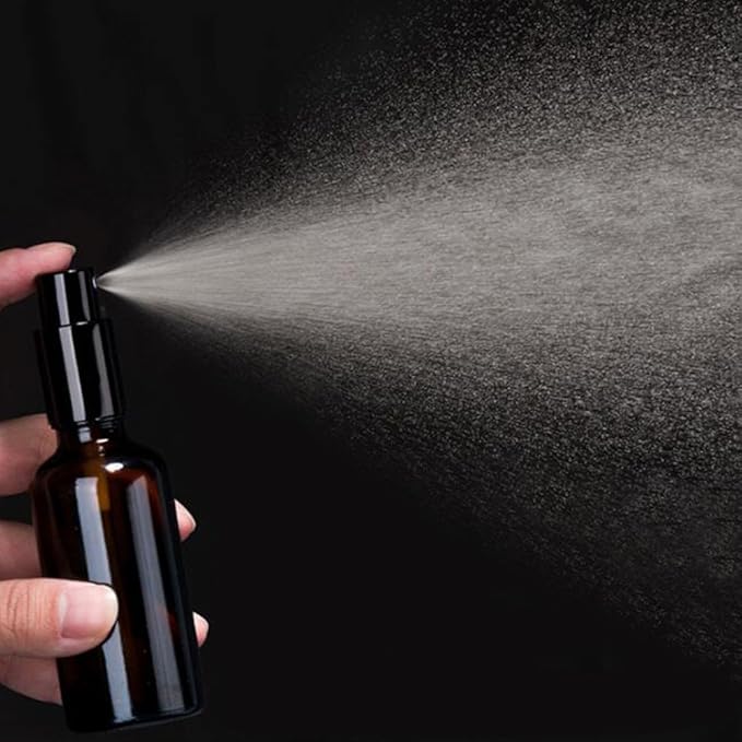 YIZHAO Amber Glass Spray Bottles 4oz, with Small Fine Mist Spray, Metal Cap, Refillable for Essential Oil,Travel,Cleaning,Perfume,Aromatherapy,Makeup – 9 Pcs