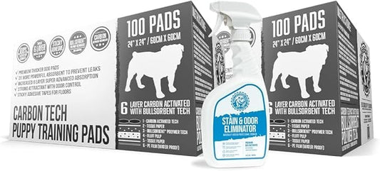 200-Count Charcoal Puppy Pads w Stain & Odor Remover Bundle