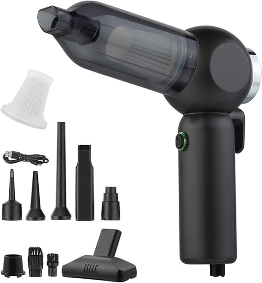 Handheld Car Vacuum Cleaner, 6 in 1 Multi-Function Cordless Small Vacuum, 17000PA Adjustable Portable with Brushless Motor for Inflation, Dust Blowing, Suction for Car, Home, Office– All in One