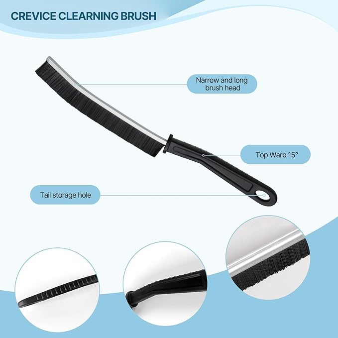 Cleaning Brush, Bathroom Tile Groove Gap Cleaning Brush,Premium Cleaning Tool Aluminum Support with 15° Angle, Thin Brush for Home Kitchen (3PCS)