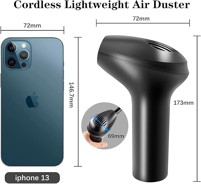 HONKYOB Cordless Air Duster, Electric Air Duster,Air Blower Replaces Compressed Air Cans for Cleaning Computer,Keyboard, Car, Pet House,2500mAh Rechargeable Battery,Fast Charging,Powerful 45000 RPM