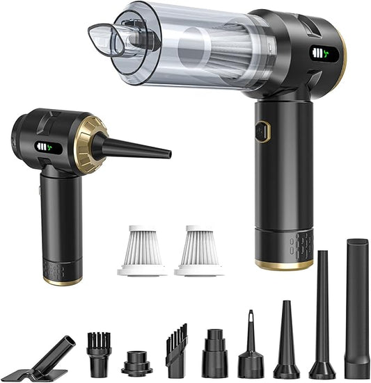 Higoom Cordless Handheld Vacuum Cleaner,Rechargeable Portable Lightweight Dust Blower,22000PA Powerful Suction Mini Car Vacuum Cleaner for Deep Cleaning of Home,Car and Pet Hair(Black-Gold)