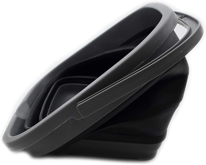 SAMMART 10L (2.6 Gallon) Collapsible Rectangular Handy Basket/Bucket (Grey/Black (Set of 2))