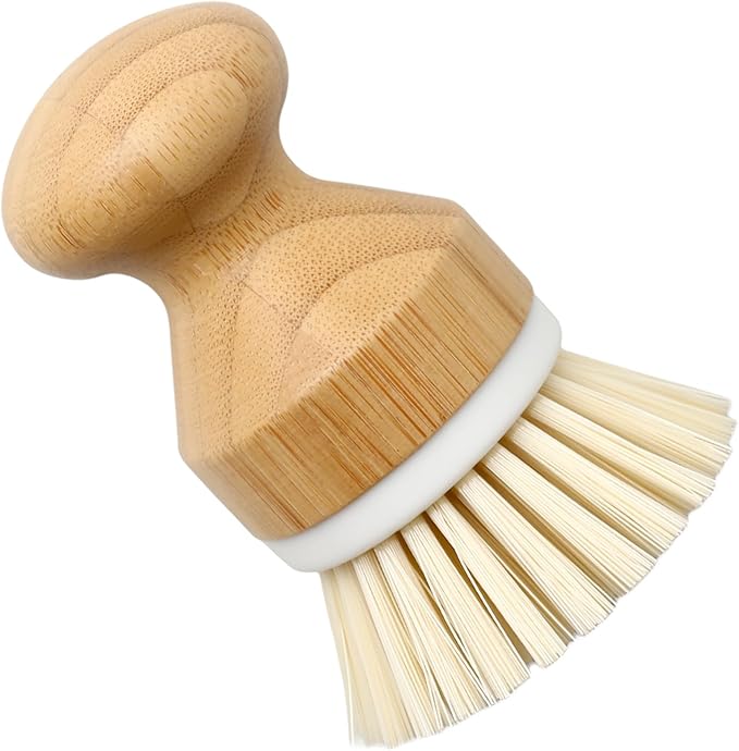 Dekotech Premium Bamboo Dish Scrub Brush Eco-Friendly & Heavy-Duty Kitchen Cleaning Tool with Durable Natural Bristles, Ergonomic Wooden Handle for Effortless Dishwashing & Surface Scrubbing