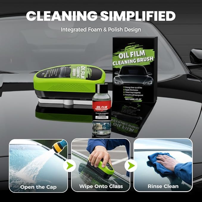 PVZXR Automotive Oil Film Cleaning Brush,Glass Cleaner, Car Windshield Cleaner, 150ml Automotive Oil Film Cleaning Brush - Preserve Clarity, Immediately See the Effects (1PCS)