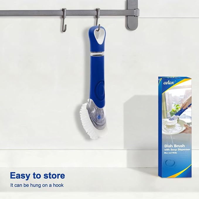 CELOX Dish Brush with Soap Dispenser, Scrub Brush for Kitchen Cleaning