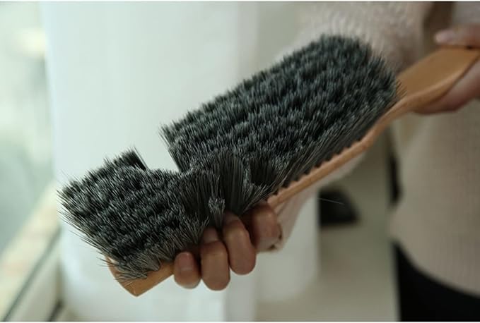 Hand Brush Soft Bristles Wooden Handle Small Hand Sweeper Brush 14 Inch Long (Brown)