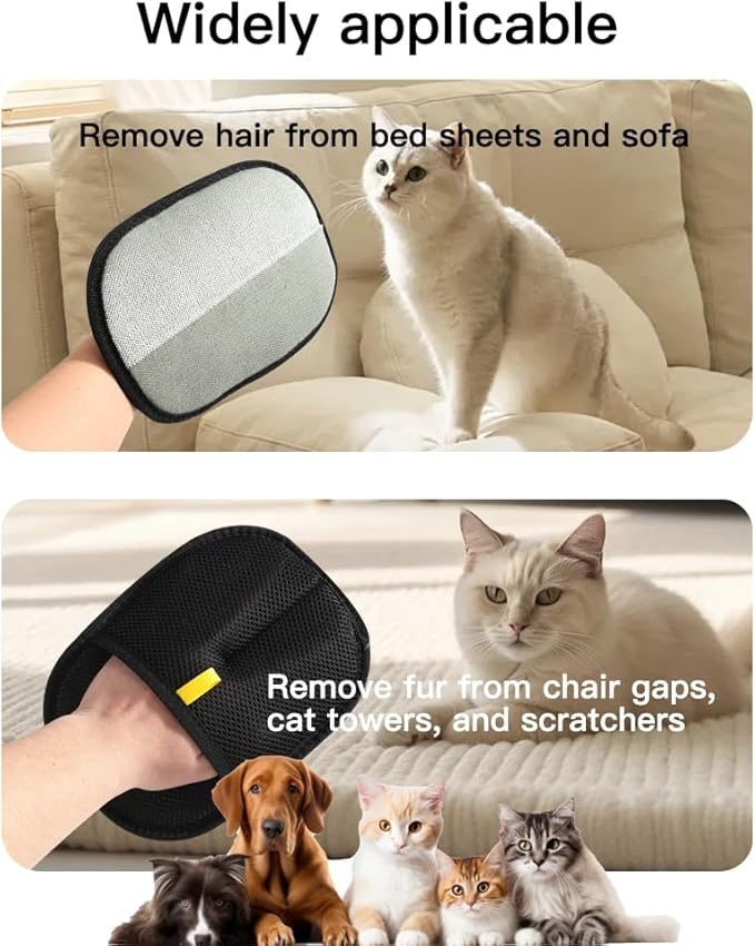 NALVIEVANA Pet Hair Removal Glove for Cats & Dogs, Reusable Electrostatic Pet Cat Dog Hair Remover Grooming Glove, Pet Hair Remover Tool for Clothing, Couch, Carpet, Car Seat (1PCS