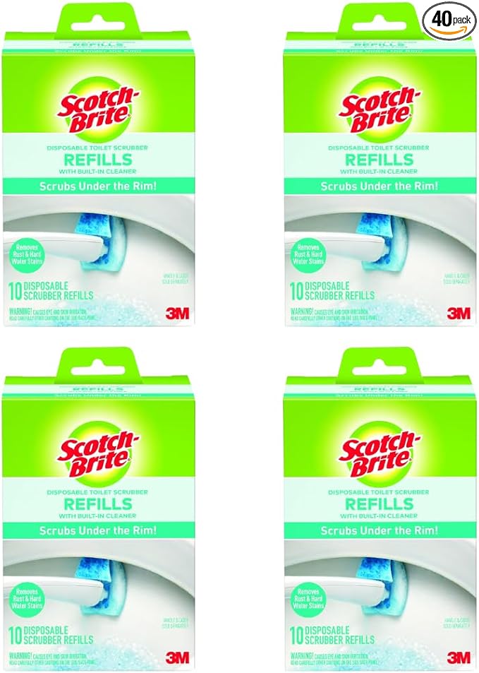 Scotch-Brite Disposable Toilet Scrubber Refills, Removes Rust & Hard Water Stains, 10 Disposable Refills Blue - (4-Pack)