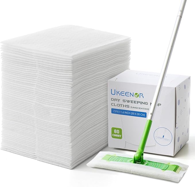 UKEENOR Dry Mop Refills - 160 Count Disposable Dusting Cloths - Electrostatic Cloths - 7.9"x11.6" Box Packing