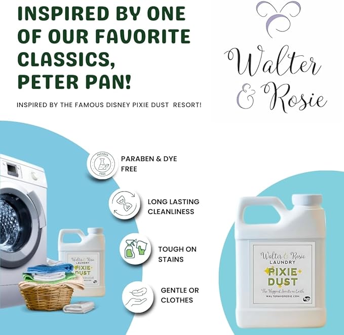 Walter & Rosie Pixie Dust Luxury Laundry Detergent - Infused with Pink Sugar and Champagne Bubbles - Cleans All Fabric Types - Machine Wash - 16 Oz - Highly Fragrant Laundry Detergent