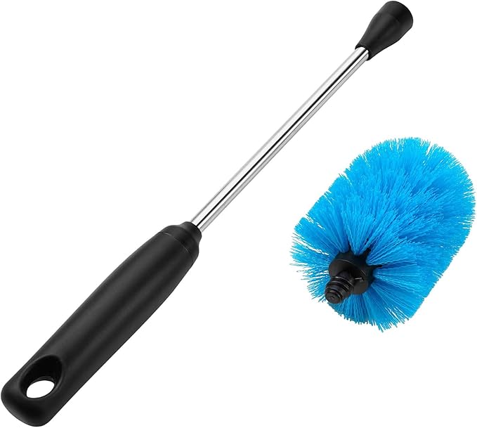 MOSOLAN Stainless Steel Bottle Brush with Replaceable Head, Long Handle Scrub Brush for Water Bottles, Glasswares, Mugs, Flasks, Tumblers, Vases, and Kitchen Sink, 2 Pack, 13 in - 15 in