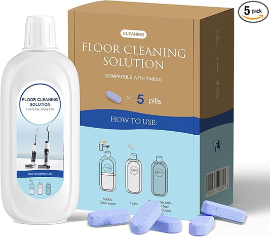 Nukisa 5 Bottles Compatible with Tineco Cleaning Solution 500ml Per Bottle Lavender Scents Floor Cleaner Compatible with All Robot Vacuums with Mopping and Cordless Wet/Dry Vacuum (Lavender Scents)