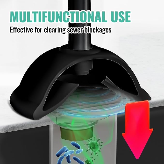 4PACK 3 in 1 Toilet Brush and Plunger Set with Crevice Cleaning Brush, Toilet Plunger and Brush Set with Extra Long Handle, Plungers for Bathroom Accessories, Abrasive Spiral Brushes, Black
