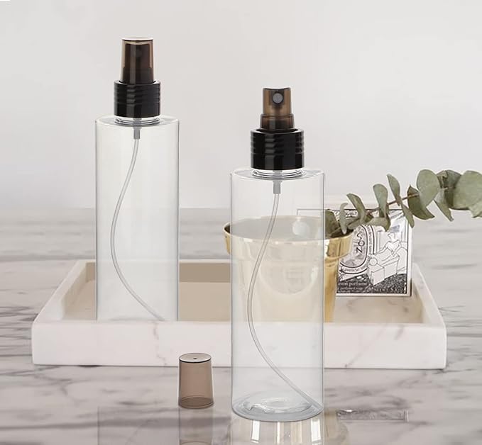 Yebeauty 6.8oz Empty Spray Bottles for Essential Oils, Refillable Clear Plastic Misting Spray Bottles Atomizer Fine Mister Spray Bottle for Beauty Products, Cleaning, Pack of 2