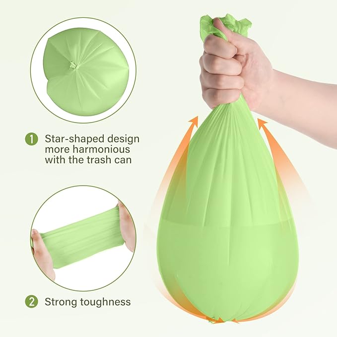 Eargardin 13 Gallon Trash Bags Compostable Compost Large Garbage Bag Extra Thick 1.1 Mil for Kitchen Bathroom BPI Certified 35 Counts, Green