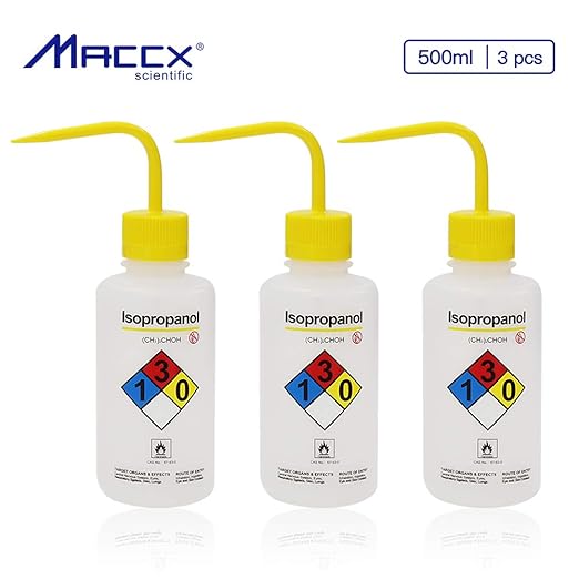 Isopropanol Narrow Mouth Wash Bottles, 3pcs of Vol.500ml, LDPE Material, WBI500-003