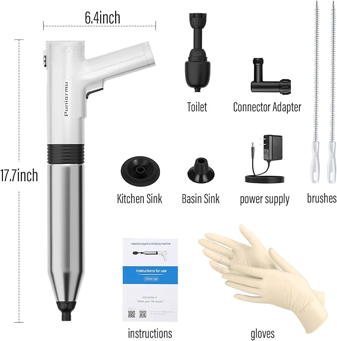Puniarmu Electric Toilet Plunger,Unclog In One Shot,Remover For Bathroom,Kitchen Pipes Clog,High Pressure Air Plungers For Bathroom Heavy Duty