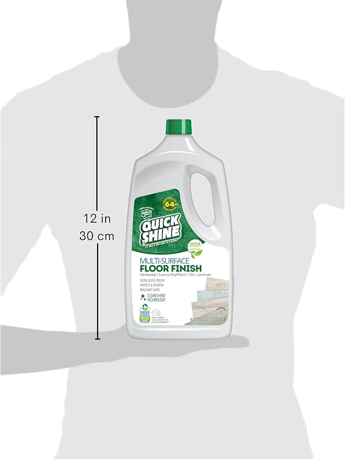 Quick Shine Multi-Surface Floor Finish-Polish 64oz-2pk | Safer Choice, No PFAS, pH Neutral Clean Shine Technology | Squirt & Spread | For Wood, Laminate, LVP, LVT, Tile & Stone | Made in USA