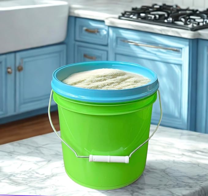 House Naturals 2 Gallon Food Grade - BPA Free Made in USA Buckets Lime Color pails with Screw On Gasket Lids (5, Lime - Aqua lids)