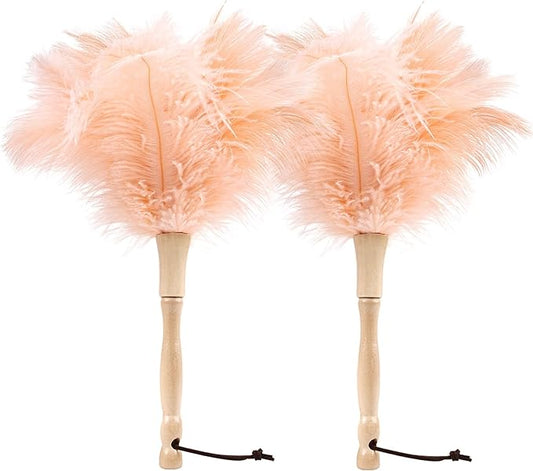 MehelloFeather Ostrich Feather Duster 12 Inch Handheld Duster Supplies, Wooden Handle Feather Duster for Cleaning Keyboard Home Car Office (Champagne 2Pcs)
