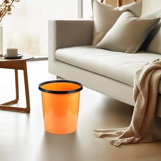 Plastic Small Trash Can Wastebasket - Garbage Can Basket for Bathrooms - Laundry Room, Kitchens, Offices, Kids Rooms, Dorms - Orange