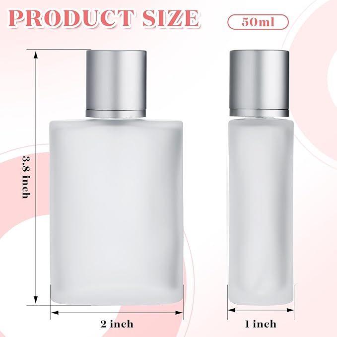 Tessco for you 6 Pcs 1.7 Ounces Perfume Bottles Empty 50ml Frosted Body Spray Glass Bottles Empty Refillable Atomizer Perfume Dispenser Fine Mist Atomizer Cosmetic Make up Container (Silver Gray)