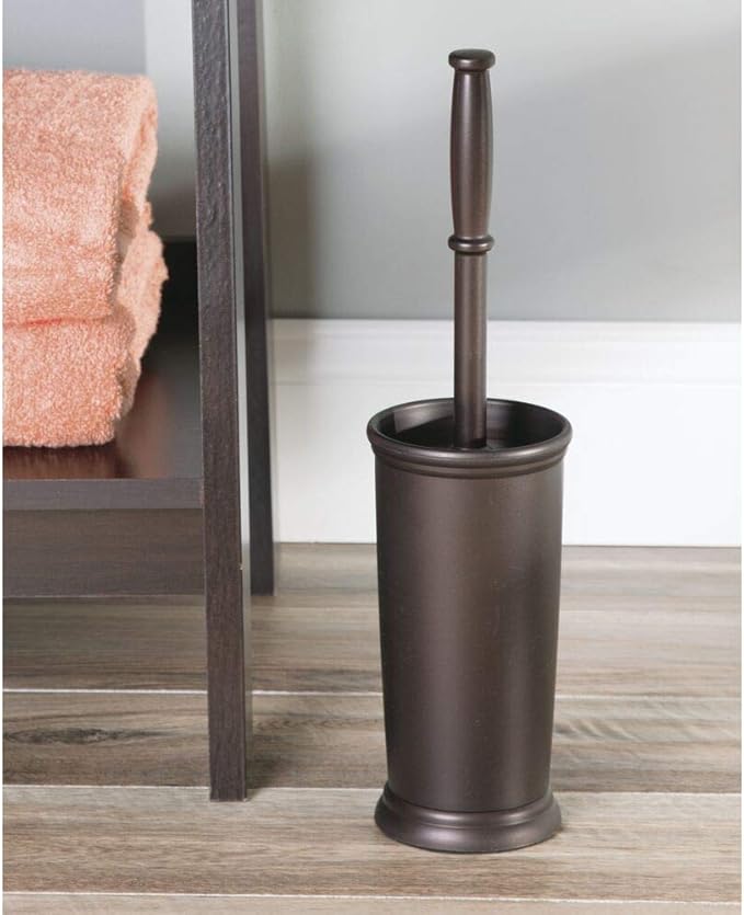 mDesign Metal Freestanding Slim Toilet Bowl Brush and Holder
