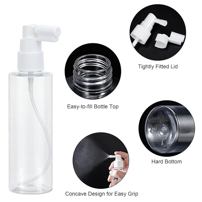 Yebeauty 100ml Portable Spray Bottles Small Plastic Empty Fine Mist with Tight Cap and Long Mouth Clear 3.3oz TSA Approved Travel Size Spray Atomizer for Plants Perfumes Cleaning Mouthwash, 2 Pack