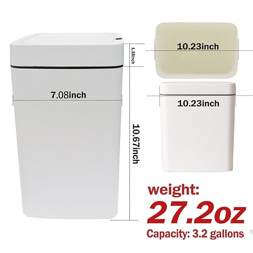 Two Blue Smart Sensor Trash cans with a Capacity of 3.2 gallons, Supporting Multiple Opening Methods, Waterproof Design, Anti Odor Design, Fast Response, Suitable for Kitchens,bedrooms,Offices, etc