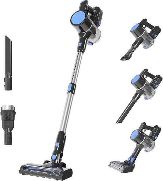 DUMOS Cordless Vacuum Cleaner, Lightweight Stick Vacuum Cleaners for Home, Powerful Suction & LED Lights Rechargeable Battery for Carpets, Pet Hair, Hardwood Floors
