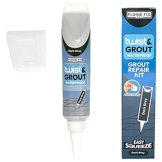 Floor-Fix Pro - Twist & Grout Repair Kit - Premixed & Waterproof Fast Tile Grout Reviver - Bathroom, Shower, Kitchen (Dark Gray, 8.8 fl oz)