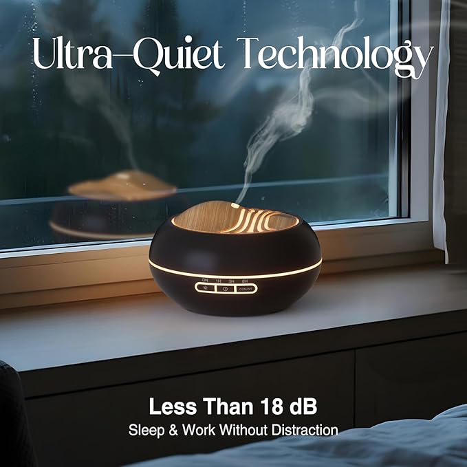 SALKING Essential Oil Diffuser 400ml, Diffusers for Essential Oils with 2 Mist Mode, Aromatherapy Diffuser Cool Mist Humidifier with 7 LED Night Light, Timer & Auto-Off, Large Room Diffuser (Black)