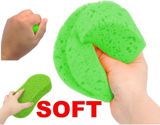 Large Soft Touch Coral Sponges, 5pack，Non-Scratch, High Foam, for Ultimate Washing Car, Bike, Boat or Household Cleaning Needs (Green)