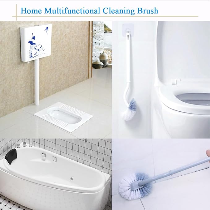 Ryhiac 2 Pack Curved Toilet Bowl Brush Without Holder for Bathroom, Compact Toilet Brush Durable Under The Rim Household Deep Cleaning Brushes (White Toilet Brush Without Holder)