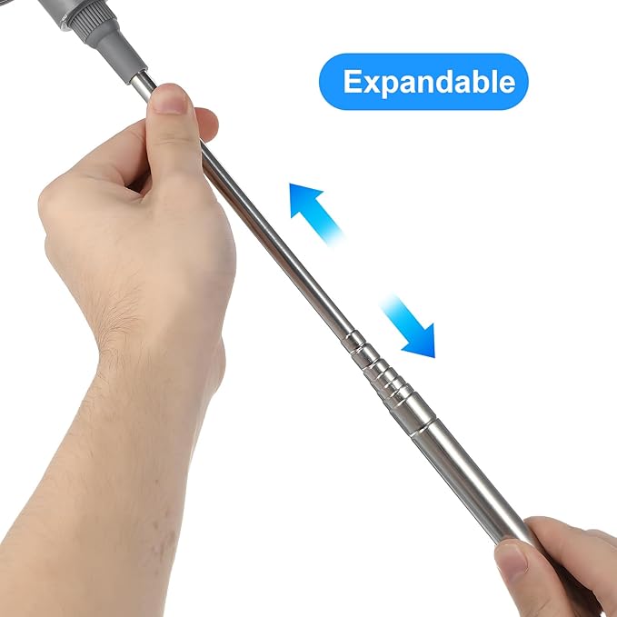 PRETYZOOM Extendable Cobweb Duster with Telescoping Pole and 3 Cleaning Heads Lightweight Spider Web Remover for High Ceilings and Outdoor Use Adjustable Length up to 94.5 Inches
