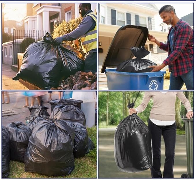 Teivio Large Black Trash Bags 55-60 Gallon 22 Counts Fit 50,55,60,Gal All Purpose Garbage Bags, Extra Large Lawn and Leaf Bags Outdoor Trash Can Liner, Drum Liners, Workshops, Backyard