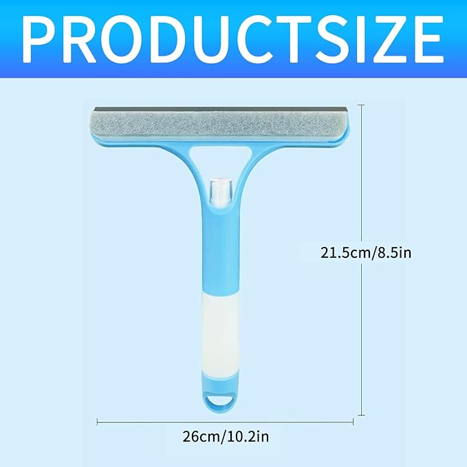 3-in-1 Window Cleaning Scraper Set, Multi-Functional Spray Glass Scraper Cleaning Tool with Window Cloth and Hook, Suitable for Glass Doors/Windows, Mirror Scrapers, and Brushes