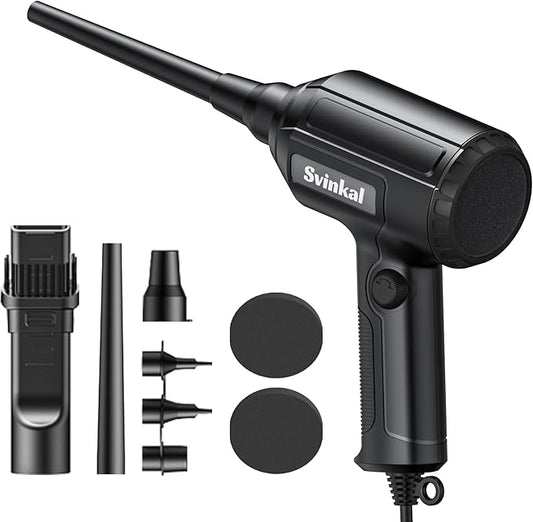 Svinkal Compressed air Duster Electric 500W, Canned air Replacement, 40000RPM Air Blower, Stepless Speed, an AC dust Blower with 6ounces of Blowing Power for Computer Keyboards etc Electronic Duster