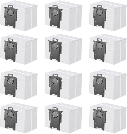 12 Pack Dust Bag Compatible with Roborock Q7 M5+, Q10 S5+/Q10 X5+, S8 Pro Ultra, S8+, Q7 Max+, Q8 Max+, Q5 Max+, Q5+, Q5 Pro+, S7 Max Ultra, S7 MaxV Ultra, Q7+ Vacuum Cleaner,3L Disposable Bag