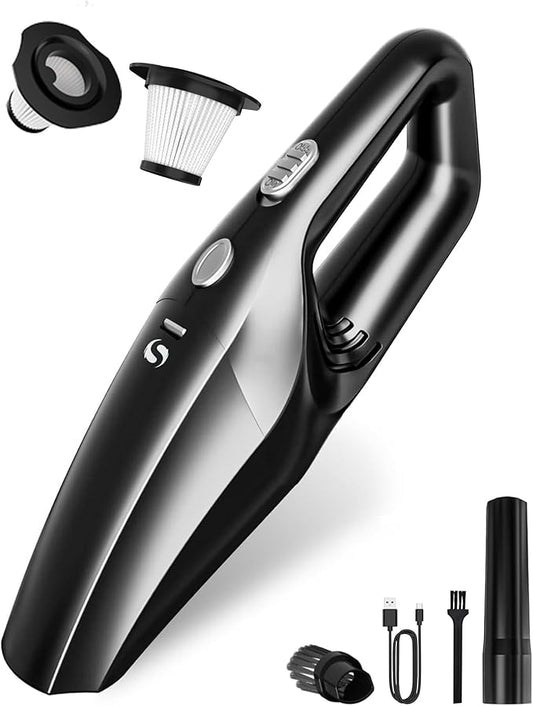 SERVOMASTER Handheld Vacuum Cordless Cleaner, Portable Mini Car Handheld Vacuum, Vacuum Portable with HEPA Filter, Hand Held Cordless for Car Accessories, Pet Hair, Home, Office Black White