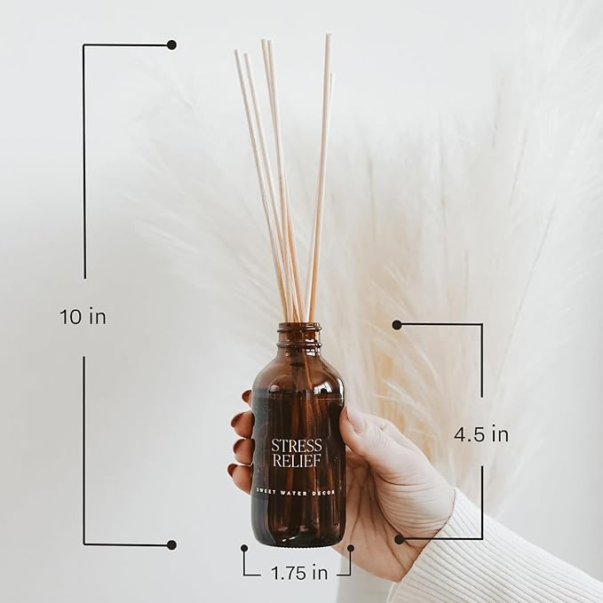 Sweet Water Decor Warm and Cozy Reed Diffuser Set - Orange, Cinnamon, Clove, and Pine Winter Scented Diffuser - Scent Diffusers for Home, Long Lasting Fragrance, Made in The USA