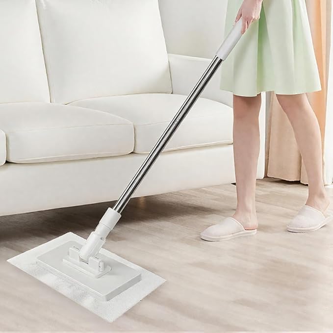 Jurfest Small Mop, Long Handle Stick Lazy Mops with One-Click Cloth Change, Locking Head with Sweeping Cloths for Wet & Dry Cleaning (1*mop+5*Cloth)