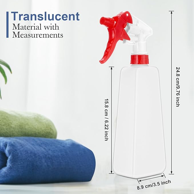 Eccliy 20 Pack 16 Oz Empty Spray Bottles for Cleaning, Leak Proof Spray Bottles with Measurements and Adjustable Nozzle for Cleaning Commercial Supplies(Triangle,Red)