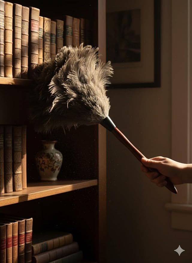 AAYU Feather Duster (36cm) 14.5 inch for Home Cleaning | Soft-Feather Moping and car dusting| Eco-Friendly Genuine Ostrich Dusters with Wooden Handle Easy to Clean Reuse