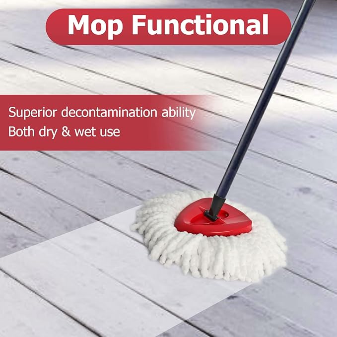 Spin Mop Replacement Head - EasyWring Mop Refills with Base Compatible with O-Cedar Triangle Spin Mop, Microfiber Mop Replace Head Easy Cleaning Floor Head Mop (White)